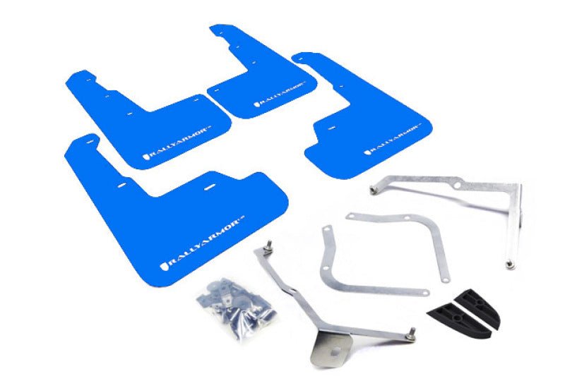 Rally Armor UR Blue Mud Flap w/ White Logo WRX 15-2018 / STI 15-2018 | MF32-UR-BL/WH - JDMuscleMudflapsralMF32-UR-BL/WH