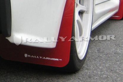 Rally Armor UR Red Mud Flap w/ White Logo Mitsubishi Lancer 2007-2017 | MF8-UR-RD/WH - JDMuscleMudflapsralMF8-UR-RD/WH