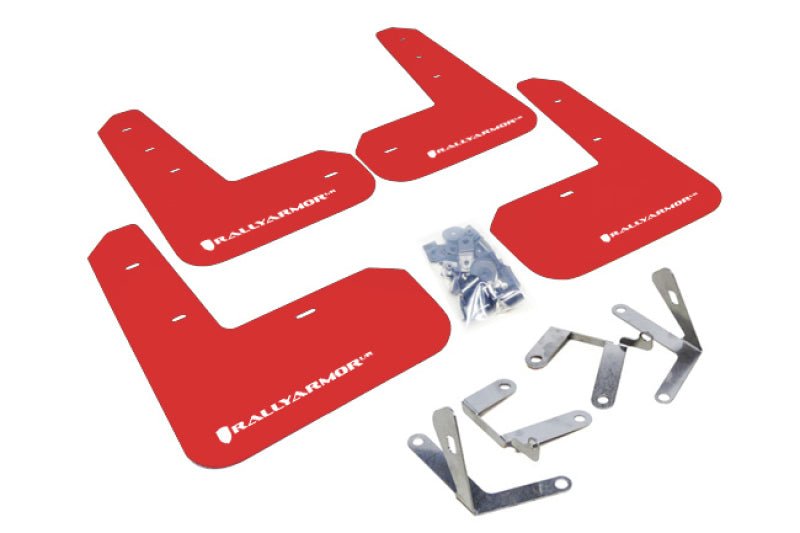 Rally Armor UR Red Mud Flap w/ White Logo Scion FR-S 2013-2016 / Subaru BRZ 2013+ | MF23-UR-RD/WH - JDMuscleMudflapsralMF23-UR-RD/WH