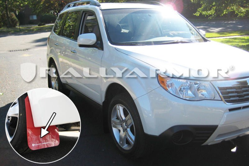 Rally Armor UR Red Mud Flap w/ White Logo Subaru Forester 2009-2013 | MF11-UR-RD/WH - JDMuscleMudflapsralMF11-UR-RD/WH