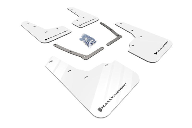 Rally Armor UR White Mud Flap w/ Black Logo Honda Civic Si 2016-21 | MF50-UR-WH/BLK - JDMuscleMudflapsralMF50-UR-WH/BLK