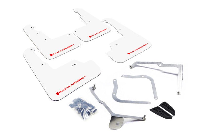 Rally Armor UR White Mud Flap w/ Red Logo WRX 15-2018 / STI 15-2018 | MF32-UR-WH/RD - JDMuscleMudflapsralMF32-UR-WH/RD