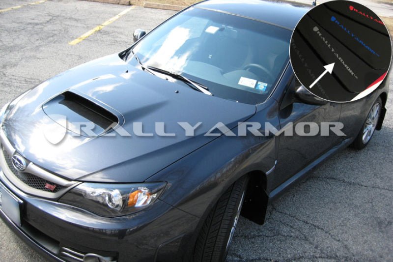 Rally Armor V2 UR Black Mud Flap w/ Silver Logo Subaru STI Hatchback 2008-2014 / WRX Hatchback 2011-2014 | MF15-UR-BLK/SIL - JDMuscleMudflapsralMF15-UR-BLK/SIL