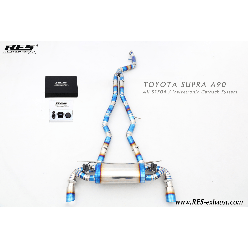 RES Valvetronic Catback Exhaust - 2019+ Toyota Supra GR A90/A91 - JDMuscleCat Back Exhaust SystemRES.20183304 Stainless Steel1:Burnt Double Wall 3/3.5/4 in.