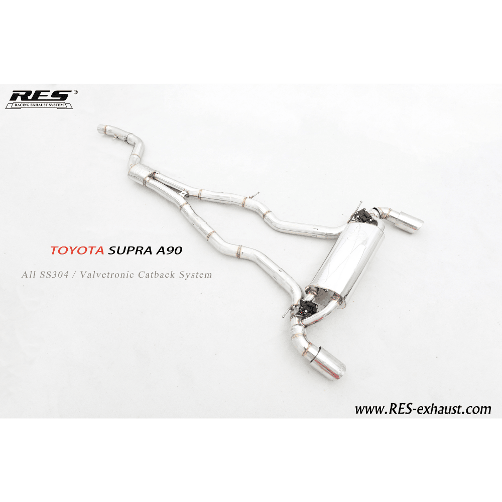 RES Valvetronic Catback Exhaust - 2019+ Toyota Supra GR A90/A91 - JDMuscleCat Back Exhaust SystemRES.20183304 Stainless Steel1:Burnt Double Wall 3/3.5/4 in.