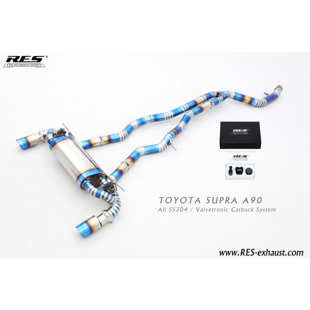 RES Valvetronic Catback Exhaust - 2019+ Toyota Supra GR A90/A91 - JDMuscleCat Back Exhaust SystemRES.20183304 Stainless Steel1:Burnt Double Wall 3/3.5/4 in.