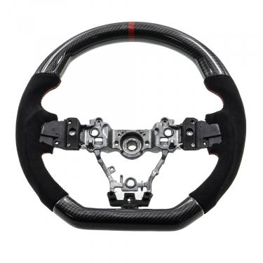 Reshingu Carbon Fiber Steering Wheel - 2015+ WRX/STI-RESH-WRX-STR-Black Carbon/Suede/Red Stripe-RESH-WRX-STR-Black Carbon/Suede/Red Stripe-Steering Wheels-Reshingu-Carbon/Suede/Red Stripe-JDMuscle
