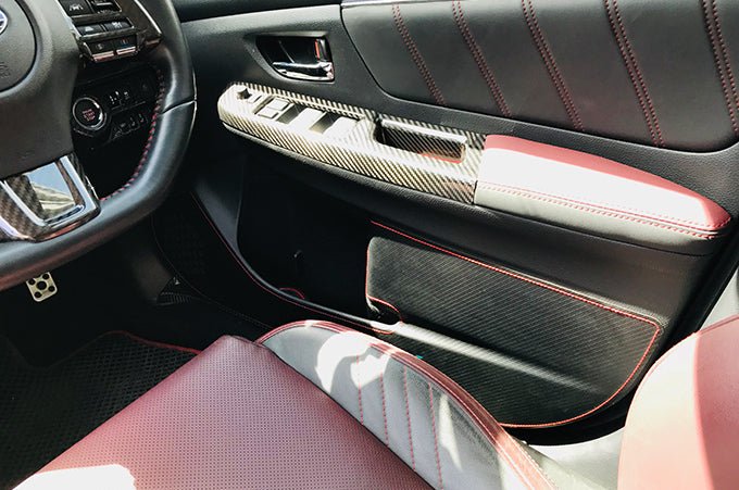 Revel 16 - 19 WRX/STI GT Design Kick Panel Cover | Red Stitch 4pc/set | 1TR5GDAS01R - JDMuscleTrim KitsTAN1TR5GDAS01R