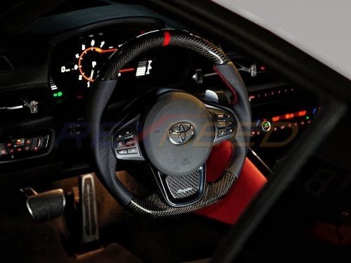 Rexpeed [20 - 24 Supra] Carbon Fiber BLACK Leather Steering Wheel | TS47 - JDMuscleSteering WheelsTS47