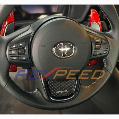 Rexpeed 2020 Supra Carbon Steering Wheel Badge | TS02A - JDMuscleInterior AccessoriesREX TS02ASupra 2020 Passenger Side Carbon Interior badge(LHD)