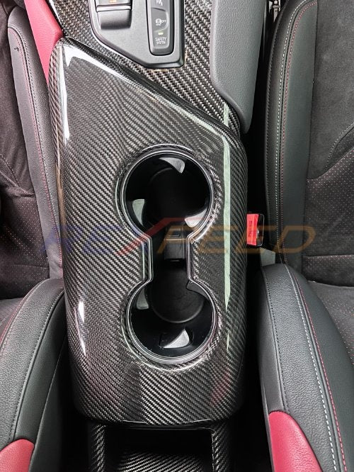 Rexpeed 2020+ Supra GR Dry Carbon Armrest/Cup Holder Cover | Gloss | TS60 - JDMuscleTrim KitsTS60