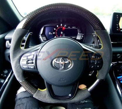 Rexpeed 2020+ Supra GR Dry Carbon Steering Wheels Shift Paddles Full Replacement | TS39 / TS39R - JDMuscleInterior AccessoriesTS39Black