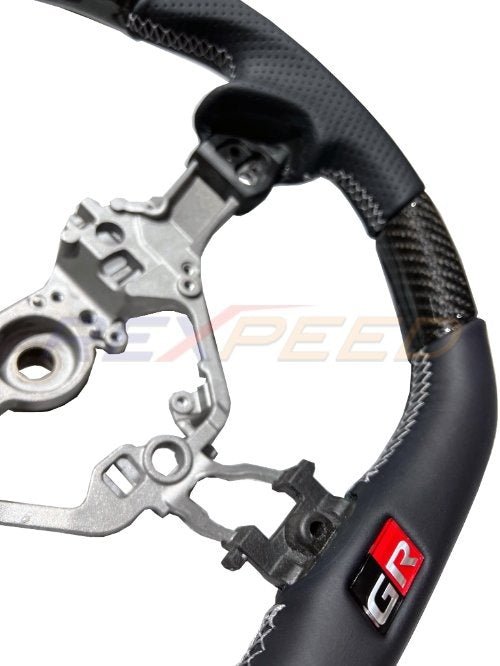 Rexpeed 2022+ GR86 / BRZ Carbon Fiber BLACK Leather Steering Wheel | Gloss | FR79 - JDMuscleSteering WheelsFR79