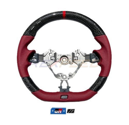 Rexpeed 2022+ GR86 / BRZ Carbon Fiber RED Leather Steering Wheel | Gloss | FR79R - JDMuscleSteering WheelsFR79R