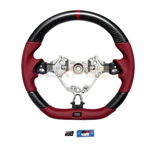 Rexpeed 2022+ GR86 / BRZ Carbon Fiber RED Leather Steering Wheel | Matte | FR79RM - JDMuscleSteering WheelsFR79RM