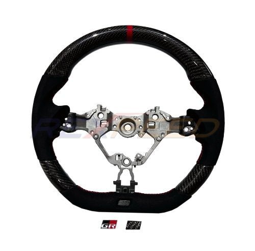Rexpeed [22+ GR86 / BRZ] Carbon Fiber BLACK Suede Steering Wheel | Gloss | FR80 - JDMuscleSteering WheelsFR80