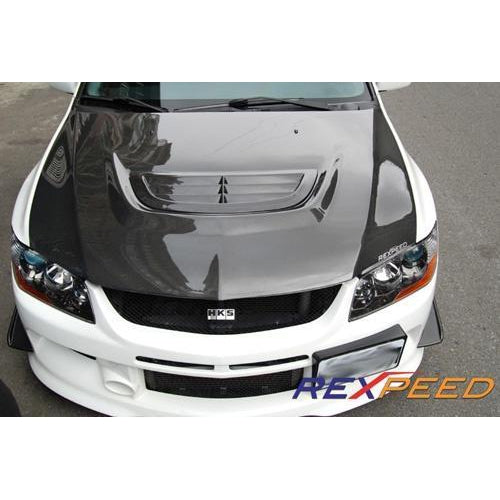 Rexpeed Carbon Fiber Bonnet Vent | 2003-2006 Mitsubishi Evolution 8/9 (R53)-REX R53-REX R53-Hood Scoops / Vents-Rexpeed-JDMuscle