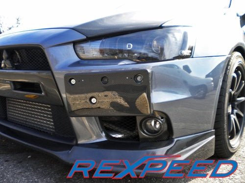 Rexpeed Carbon Fiber License Plate Bracket Mitsubishi EVO X 2008 - 2015 | R174 - JDMuscleLicense Plate Relocation KitsR174