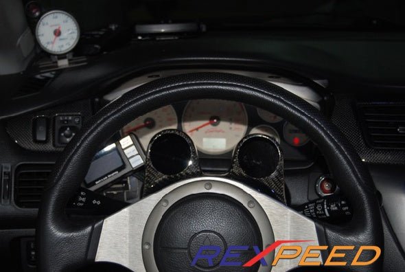 Rexpeed Carbon Fiber Steering Wheel Gauge Pod Dual Mitsubishi EVO 7 - 9 2001 - 2007 | R66 - JDMusclePodsR66