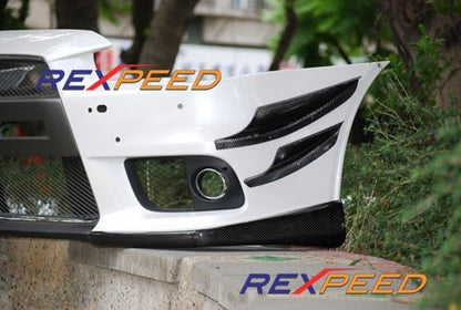 Rexpeed V - Style Carbon Front Splitter Cover Mitsubishi EVO X 2008 - 2015 | R91 - JDMuscleFront Wind SplitterR91