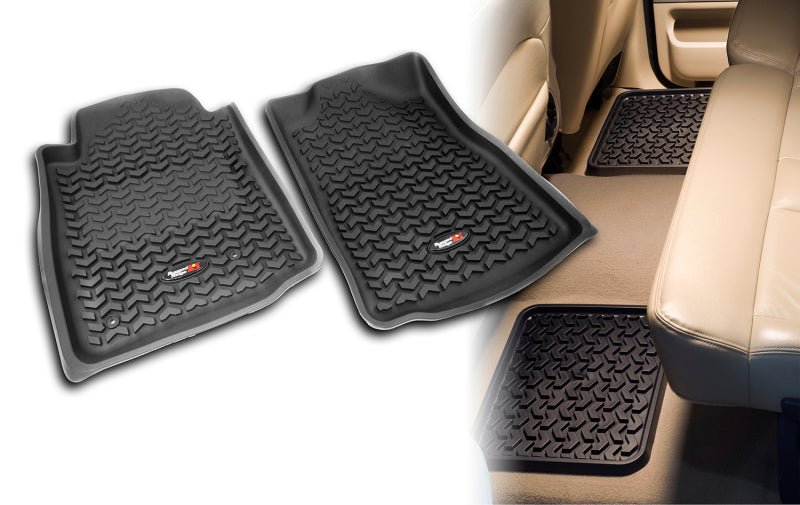 Rugged Ridge Front/Rear Floor Liner Black Toyota Sequoia 2007 - 2011 / Tundra CrewMax 2007 - 2011 | 82987.61 - JDMuscleFloor Matsrug82987.61