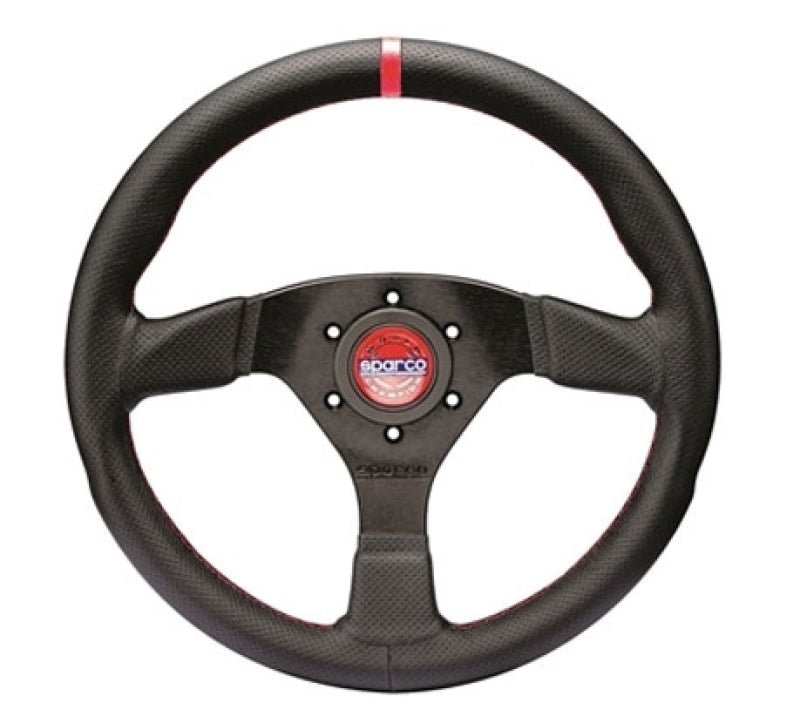 Sparco Steering Wheel R383 Champion Black Leather / Red Stiching - JDMuscleNon - Categorizedspa015R383PLUNRS