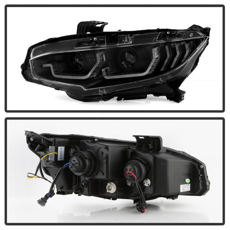 Spyder Projector Headlights Black Honda Civic 2DR / 4DR / Hatchback 2016 - 2020 | 5087867 - JDMuscleHeadlight Projectorsspy5087867