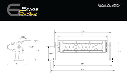 Diode Dynamics SS Amber Wide Optic Stage Series Light Bar Kit Subaru WRX/STI 15-2017 | DD6011