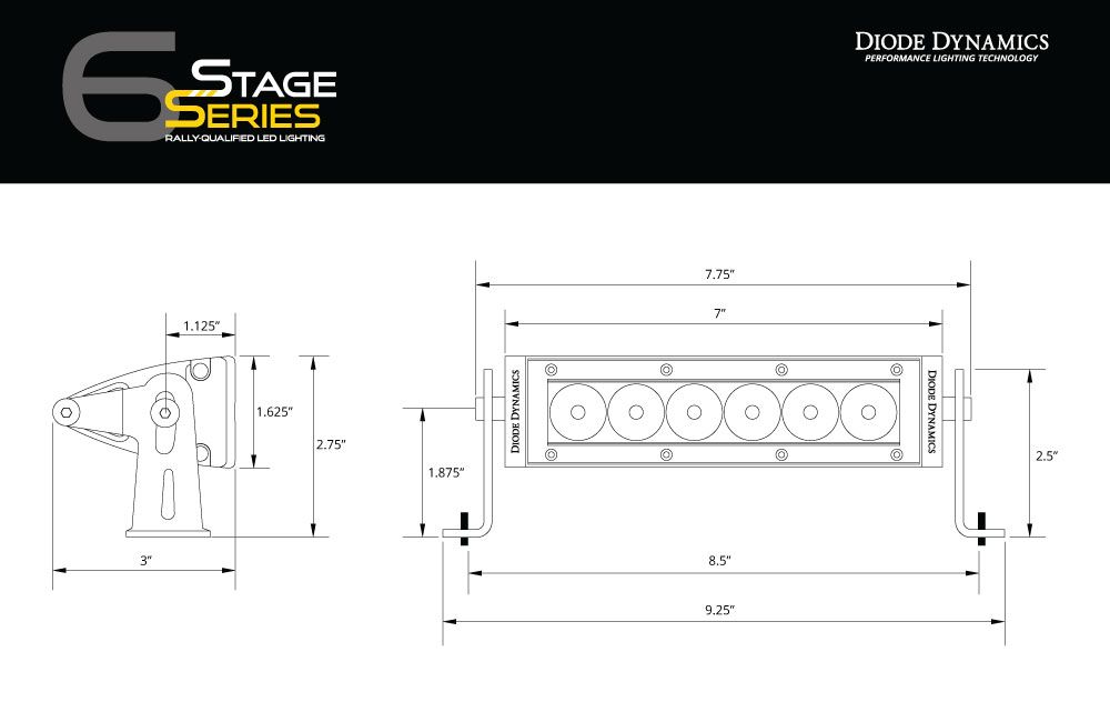 Diode Dynamics White LED Driving Light Bar Kit Subaru WRX/STI 15-2017 | DD6008