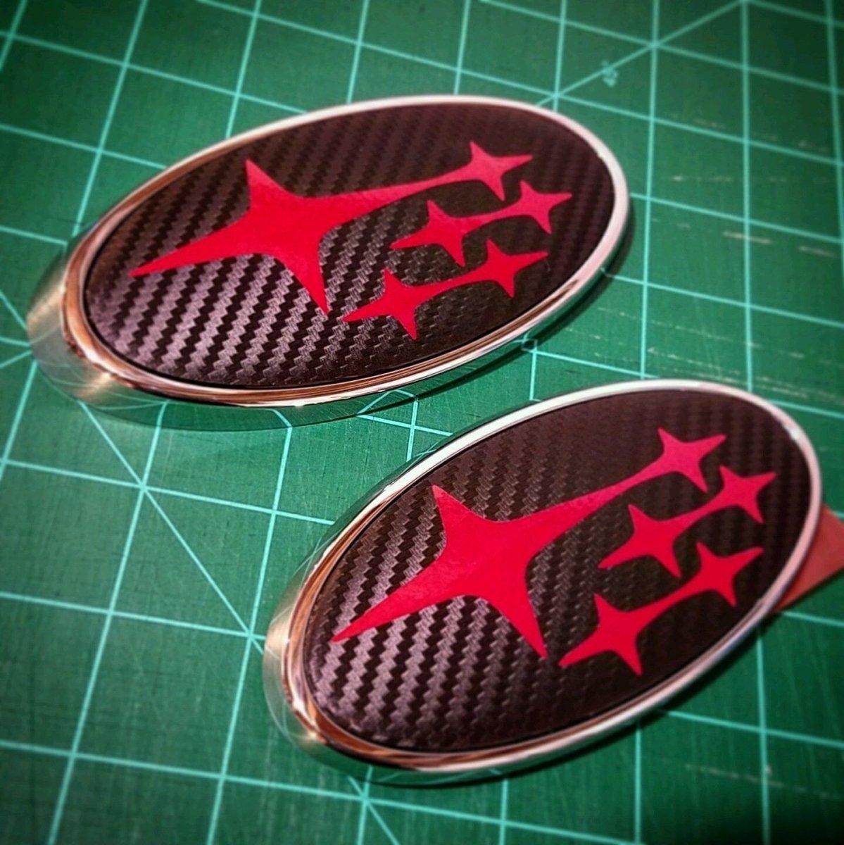 Sticker Fab [15 - 26 WRX] 3D Carbon Fiber Front and Rear Emblem Overlays - JDMuscleOrnaments and Emblems22WRXFR3DBK3D Carbon (Black)Black (Gloss)