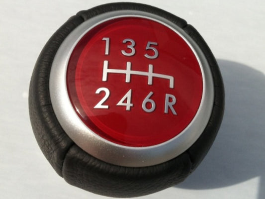 Subaru OEM STI Leather Shift Knob Red Center 6 Speed Subaru Models | 35022VA010