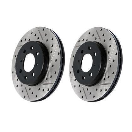 StopTech SportStop Slotted + Drilled Rear Right Rotor 350Z / 370z / G35 / G35X / G37 (127.42088R)-st127.42088R-127.42088R-Brake Rotors-Stop Tech-JDMuscle