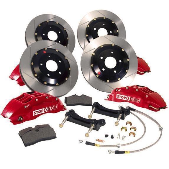 Stoptech ST-40 Front Big Brake Kits With 355x32 Rotors Subaru WRX 2015-2020 (83.843.4700.21)-st83.843.4700.21-83.843.4700.21-Big Brake Kits-Stop Tech-Blue Calipers w/Slotted Rotors-JDMuscle
