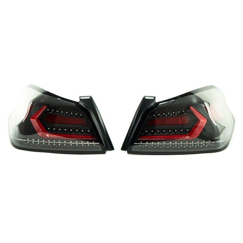 SUBISPEED EVOLUTION TAIL LIGHTS BY OLM - 2015+ WRX / STI (A.70032.1)-olmA.70032.1-CBR-A.70032.1-CBR-Tail Lights-OLM-Black Base-Clear Lens-Red LED Bar-JDMuscle