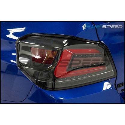 SubiSpeed USDM TR Style Sequential Tail Lights WRX / STI 2015-2020-SS15WRX-TR-CBR-SS15WRX-TR-CBR-Tail Lights-Subispeed-CLEAR LENS WITH BLACK REFLECTOR AND RED RUNNING LIGHT-JDMuscle