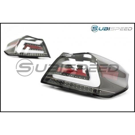 SubiSpeed USDM TR Style Sequential Tail Lights WRX / STI 2015-2020-SS15WRX-TR-CBW-SS15WRX-TR-CBW-Tail Lights-Subispeed-CLEAR LENS WITH BLACK REFLECTOR AND WHITE RUNNING LIGHT-JDMuscle