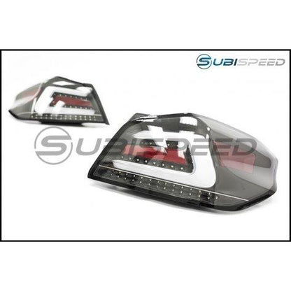 SubiSpeed USDM TR Style Sequential Tail Lights WRX / STI 2015-2020-SS15WRX-TR-CBW-SS15WRX-TR-CBW-Tail Lights-Subispeed-CLEAR LENS WITH BLACK REFLECTOR AND WHITE RUNNING LIGHT-JDMuscle
