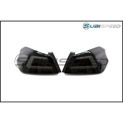 SubiSpeed USDM TR Style Sequential Tail Lights WRX / STI 2015-2020-SS15WRX-TR-SB-SS15WRX-TR-SB-Tail Lights-Subispeed-DARK SMOKE LENS WITH BLACK REFLECTOR-JDMuscle