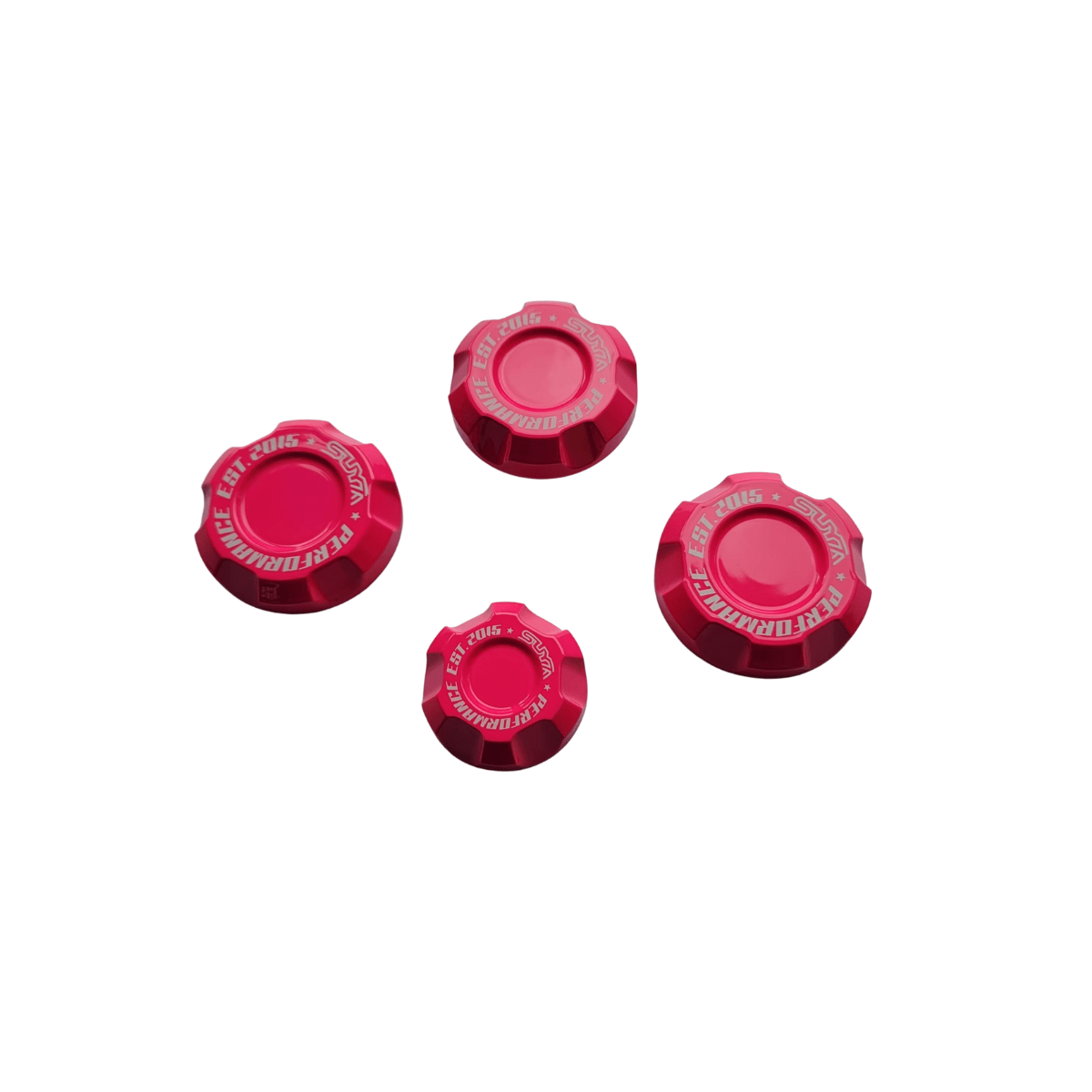 Suya Performance Billet Aluminum Engine Bay Caps 4PC Set [All Subaru Models] - JDMuscleDress Up KitsSUYA-ENG-SUB-PKPink