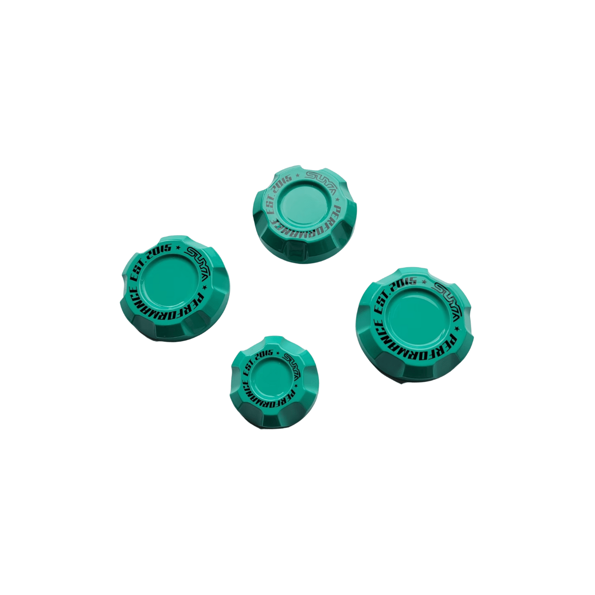 Suya Performance Billet Aluminum Engine Bay Caps 4PC Set [All Subaru Models] - JDMuscleDress Up KitsSUYA-ENG-SUB-TETeal