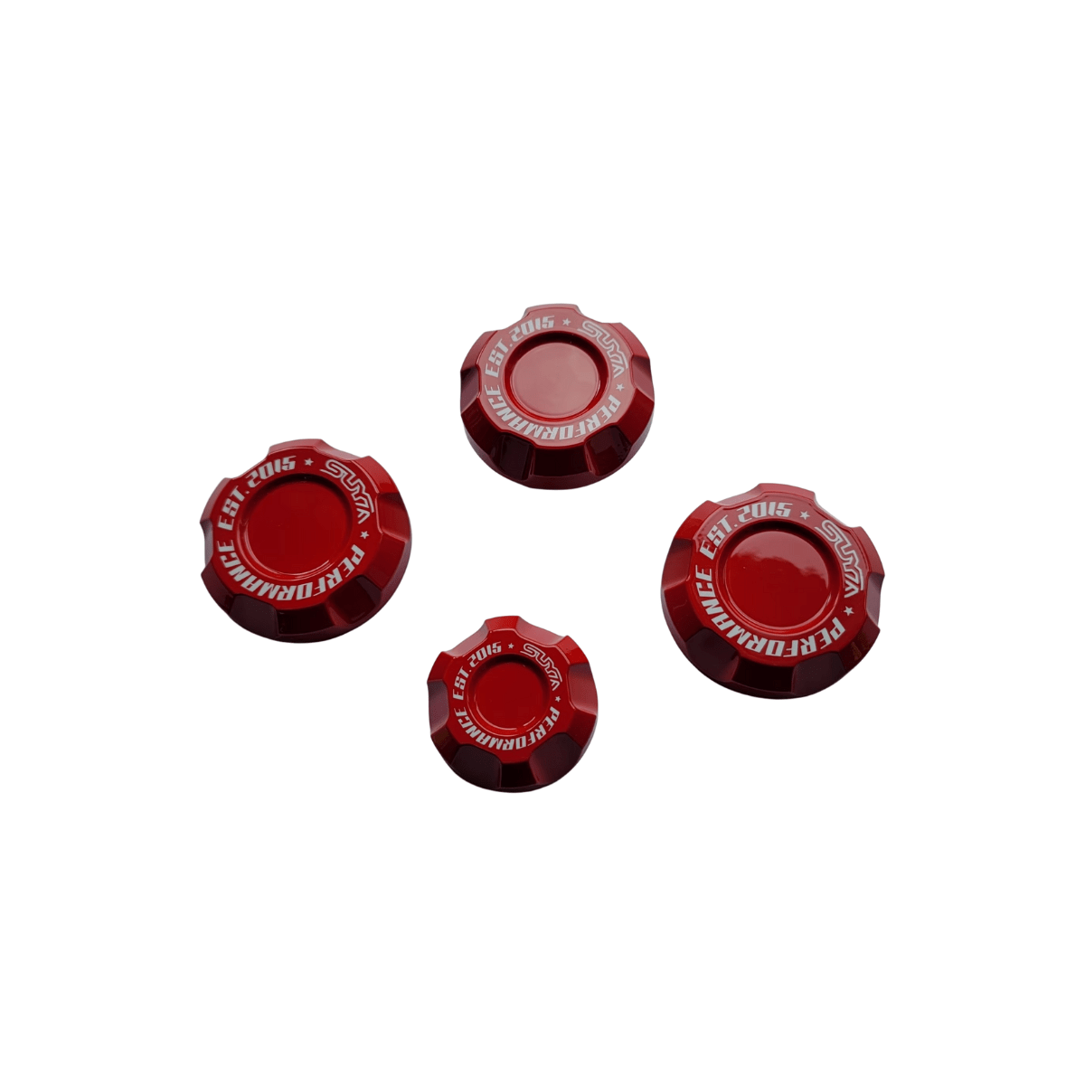 Suya Performance Billet Aluminum Engine Bay Caps 4PC Set [All Subaru Models] - JDMuscleDress Up KitsSUYA-ENG-SUB-RDRed