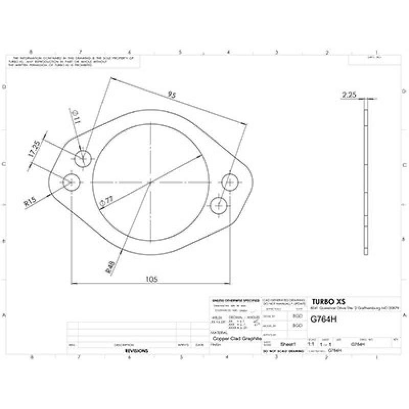 Turbo XS 4 Hole 3in Gasket 105mm Center-to-Center | Fits WS-MP-V2 / WS02-RMA / WS02-RMA-TI | G764H - JDMuscleExhaust Gaskets and HardwaretxsG764H
