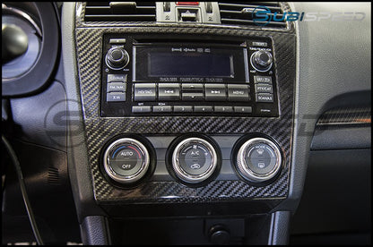 OLM S-LINE DRY CARBON FIBER RADIO AND AC CONTROL COVER 2015 Subaru WRX & STI / 2014-2015 Forester / 2013-2014 Crosstrek | DP1-WRX14-DCF