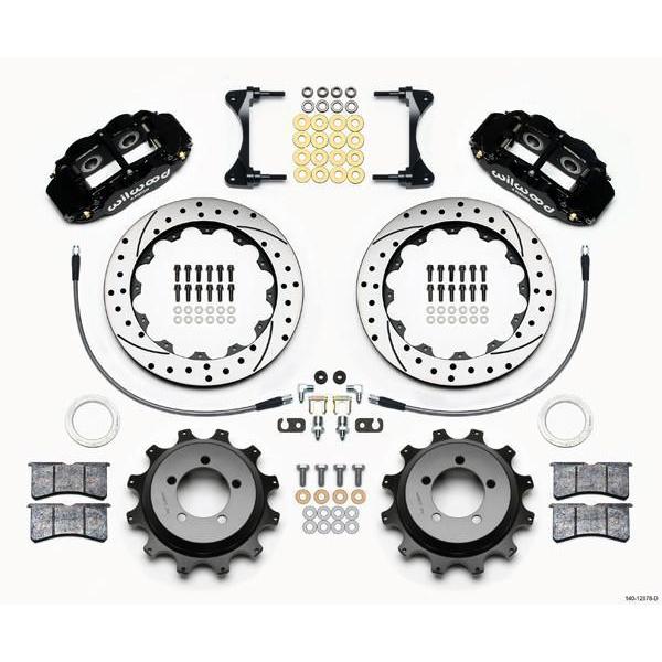 Wilwood FNSL4R Black Rear Slotted & Drilled Big Brake Kit 2002-2005 Subaru WRX-140-12878-D-140-12878-D-Big Brake Kits-Wilwood-JDMuscle