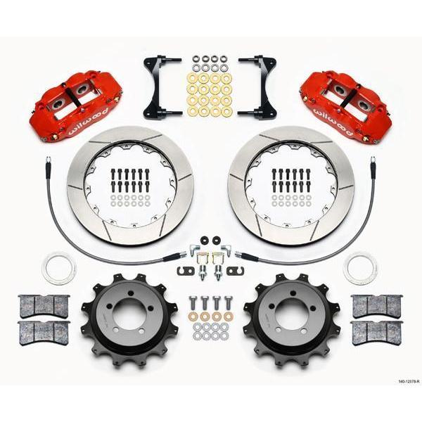 Wilwood FNSL4R Red Rear Slotted Big Brake Kit 2002-2005 Subaru WRX-140-12878-R-140-12878-R-Big Brake Kits-Wilwood-JDMuscle