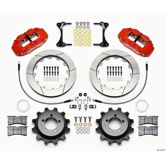 Wilwood FNSL4R Red Rear Slotted Big Brake Kit 2002-2005 Subaru WRX-140-12878-R-140-12878-R-Big Brake Kits-Wilwood-JDMuscle