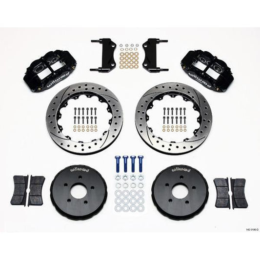 Wilwood FNSL6R Front Black Slotted & Drilled Big Brake Brake Kit 2003-2007 Infiniti G35 w/ 17-in Wheels-140-9190-D-140-9190-D-Big Brake Kits-Wilwood-JDMuscle