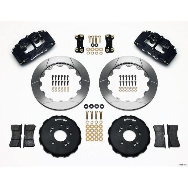 Wilwood FSL4 Front Black Slotted Big Brake Brake Kit 1989-1998 Nissan 240SX-140-9194-140-9194-Big Brake Kits-Wilwood-JDMuscle