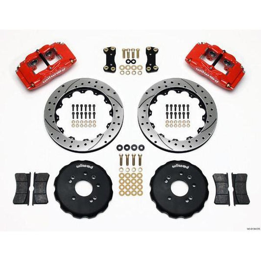 Wilwood FSL4 Front Red Slotted & Drilled Big Brake Brake Kit 1989-1998 Nissan 240SX-140-9194-DR-140-9194-DR-Big Brake Kits-Wilwood-JDMuscle