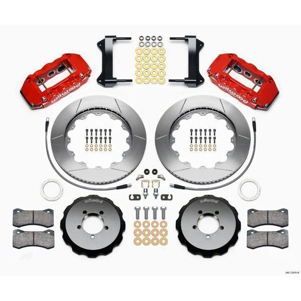 Wilwood W6A Red Slotted Big Brake Front Brake Kit 2004 Subaru STI w/ 18-in Wheels-140-12876-R-140-12876-R-Big Brake Kits-Wilwood-JDMuscle